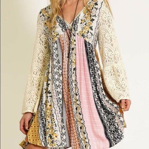 Kori Dresses & Skirts - Kori America Boho Lace Bell Sleeve Festival Dress